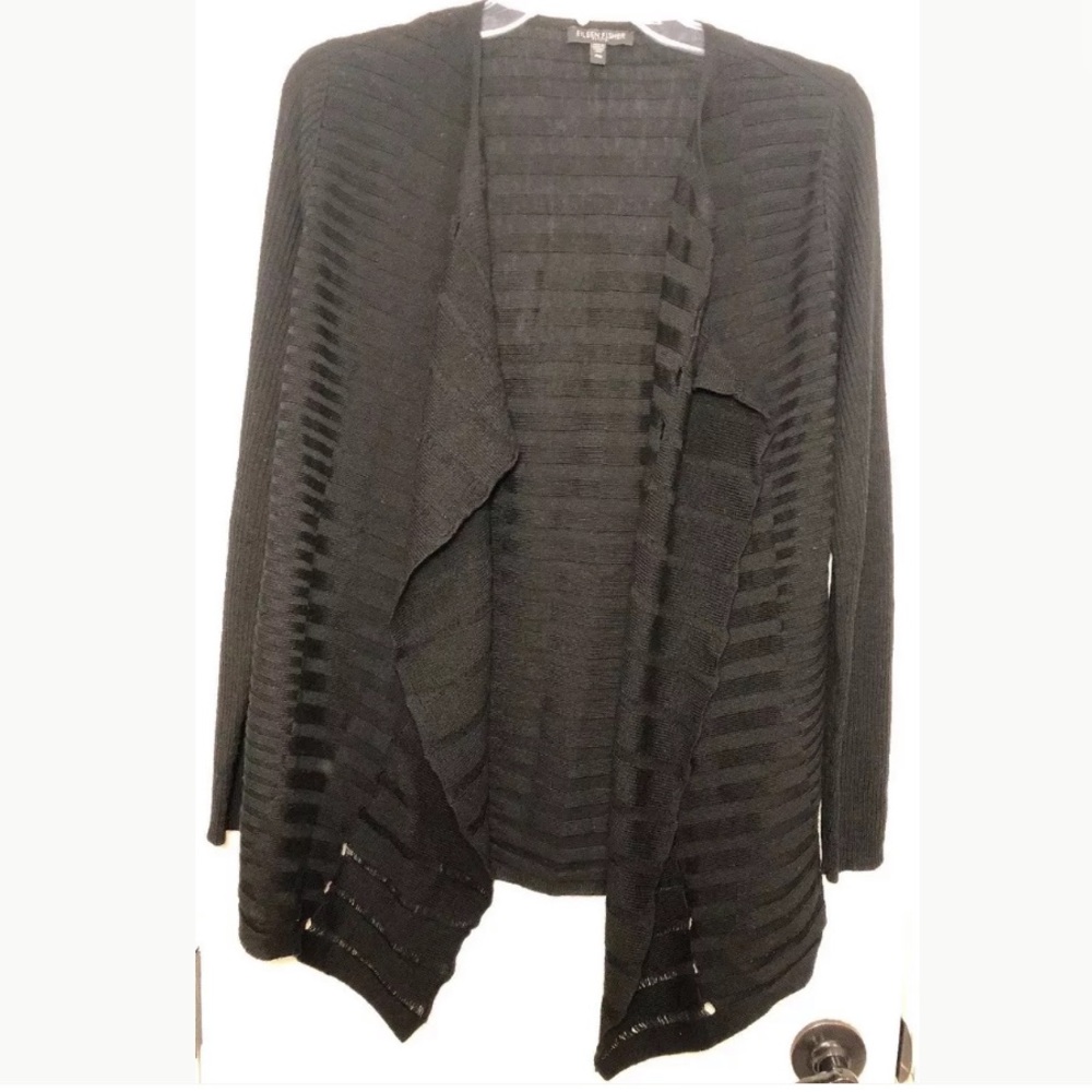 Eileen Fisher Italian Yarn Open Black Cardigan